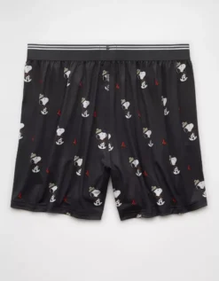 AEO Men's Snoopy Camp Ultra Soft Pocket Boxer Short Charcoal -American Eagle Fashion 1237 0224 008 b