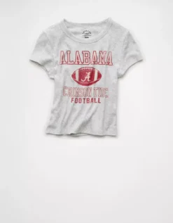 AE Alabama Crimson Tide Graphic Cropped Baby Tee Heather Gray -American Eagle Fashion 1301 1226 006 f