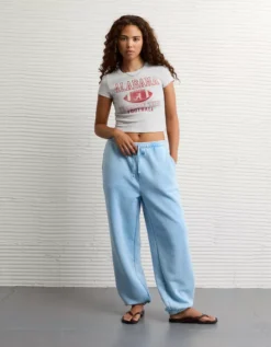 AE Alabama Crimson Tide Graphic Cropped Baby Tee Heather Gray -American Eagle Fashion 1301 1226 006 os