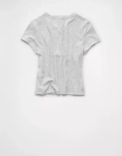 AE Georgia Bulldogs Graphic Cropped Baby Tee Light Faded Gray -American Eagle Fashion 1301 1226 007 b