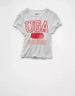AE Georgia Bulldogs Graphic Cropped Baby Tee Light Faded Gray -American Eagle Fashion 1301 1226 007 f