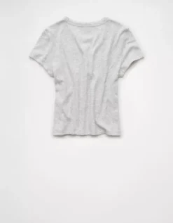 AE LSU Tigers Graphic Cropped Baby Tee Medium Heather Gray -American Eagle Fashion 1301 1226 012 b