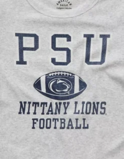 AE Penn State Nittany Lions Graphic Cropped Baby Tee Light Heather Gray -American Eagle Fashion 1301 1226 092 d1