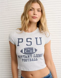 AE Penn State Nittany Lions Graphic Cropped Baby Tee Light Heather Gray