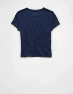 AE Michigan Wolverines Graphic Cropped Baby Tee Onyx Black -American Eagle Fashion 1301 1227 016 b