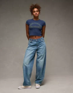 AE Michigan Wolverines Graphic Cropped Baby Tee Onyx Black -American Eagle Fashion 1301 1227 016 os