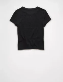 AE Colorado Buffaloes Graphic Cropped Baby Tee Washed Black -American Eagle Fashion 1301 1227 167 b