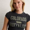 AE Colorado Buffaloes Graphic Cropped Baby Tee Washed Black