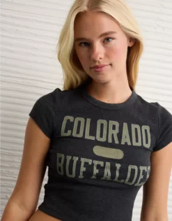 AE Colorado Buffaloes Graphic Cropped Baby Tee Washed Black