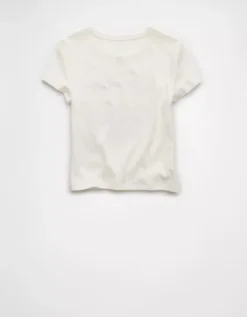 AE Texas Longhorns Graphic Cropped Baby Tee Fresh White -American Eagle Fashion 1301 1232 139 b