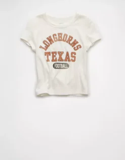 AE Texas Longhorns Graphic Cropped Baby Tee Fresh White -American Eagle Fashion 1301 1232 139 f
