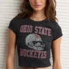 AE Ohio State Buckeyes Graphic Cropped Baby Tee Faded Black