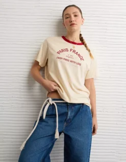 AE X The Summer I Turned Pretty Graphic T-Shirt Cappuccino -American Eagle Fashion 1302 1216 241 os