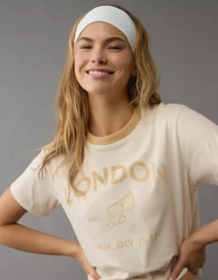 AE London Graphic Ringer T-Shirt Vintage Vanilla -American Eagle Fashion 1305 1106 123 d2