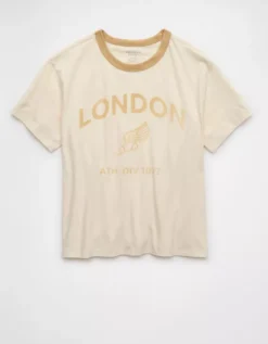 AE London Graphic Ringer T-Shirt Vintage Vanilla -American Eagle Fashion 1305 1106 123 f