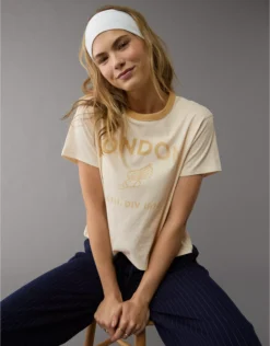 AE London Graphic Ringer T-Shirt Vintage Vanilla