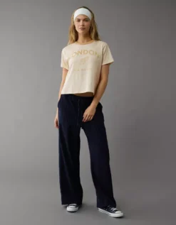 AE London Graphic Ringer T-Shirt Vintage Vanilla -American Eagle Fashion 1305 1106 123 os