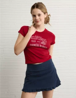 AE Food Graphic Hey Baby Tee Berry