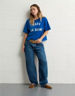 AE Boxy Destination Graphic T-Shirt Steel Blue