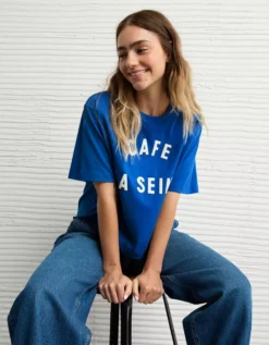 AE Boxy Destination Graphic T-Shirt Steel Blue -American Eagle Fashion 1305 1191 425 os