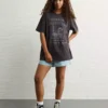 AE Oversized Halloween Graphic T-Shirt Faded Black