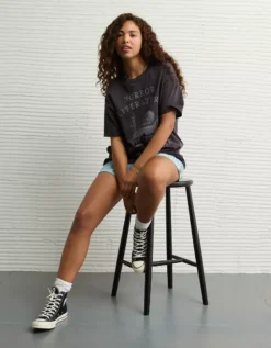 AE Oversized Halloween Graphic T-Shirt Faded Black -American Eagle Fashion 1305 1362 094 os