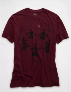 AE Oversized Halloween Graphic T-Shirt Wineberry -American Eagle Fashion 1305 1362 902 f