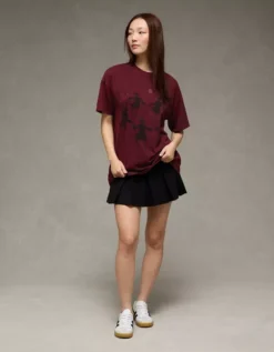 AE Oversized Halloween Graphic T-Shirt Wineberry -American Eagle Fashion 1305 1362 902 os