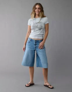 AE Destination Graphic Hey Baby Tee Light Blue -American Eagle Fashion 1307 1028 401 os