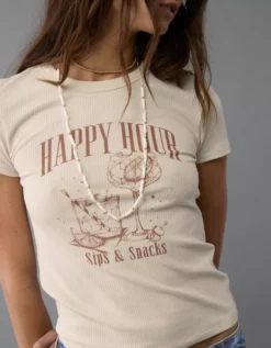 AE Happy Hour Graphic Hey Baby Tee Beige -American Eagle Fashion 1307 1028 676 d2