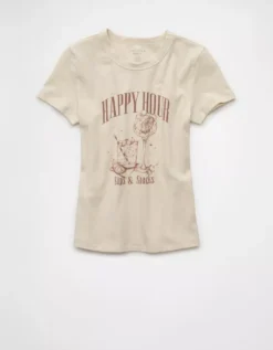 AE Happy Hour Graphic Hey Baby Tee Beige -American Eagle Fashion 1307 1028 676 f