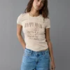 AE Happy Hour Graphic Hey Baby Tee Beige