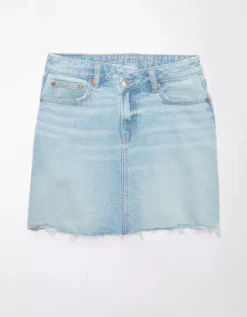AE Stretch Crossover High-Waisted Perfect Denim Mini Skirt Light Wash -American Eagle Fashion 1313 4804 915 f