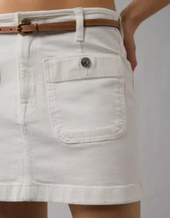 AE Stretch Low-Rise A-Line Denim Mini Skirt White -American Eagle Fashion 1313 5064 100 d2