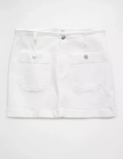 AE Stretch Low-Rise A-Line Denim Mini Skirt White -American Eagle Fashion 1313 5064 100 f