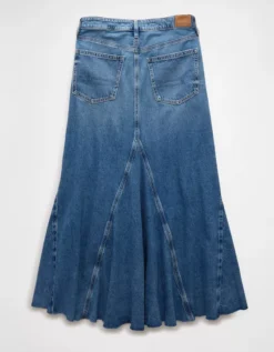 AE Low-Rise Pieced Denim Maxi Skirt Medium Wash -American Eagle Fashion 1313 5154 936 b