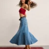 AE Low-Rise Pieced Denim Maxi Skirt Medium Wash