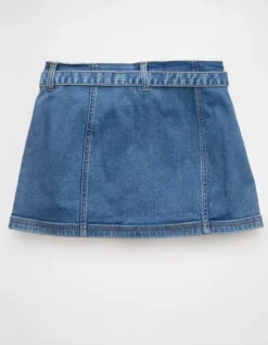 AE Next Level Low-Rise Belted Denim Micro Skort Light Wash -American Eagle Fashion 1313 5197 915 b