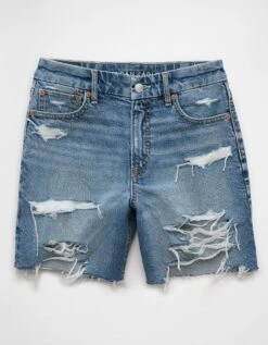 AE 6" Strigid Curvy Ripped Super High-Waisted Relaxed Denim Short Medium Destroy -American Eagle Fashion 1317 8155 826 f