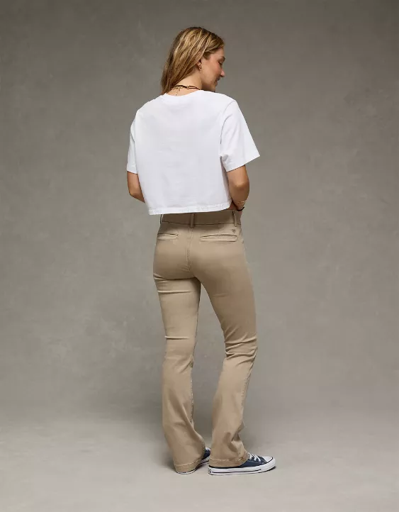AE Stretch Low-Rise Kick Bootcut Khaki Pant Khaki 2 AE Stretch Low-Rise Kick Bootcut Khaki Pant Khaki - Image 2