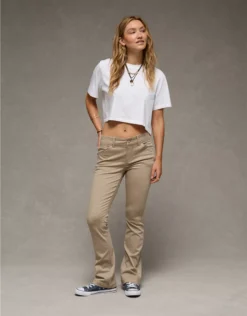 AE Stretch Low-Rise Kick Bootcut Khaki Pant Khaki
