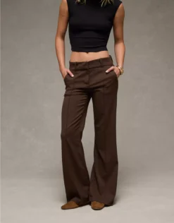 AE Stretch Mid-Rise Flare Trouser Light Brown