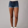 AE Next Level Low-Rise Denim Short Short Dark Indigo