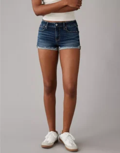 AE Next Level Low-Rise Denim Short Short Dark Indigo