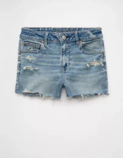 AE Next Level Ripped High-Waisted Denim Short Short Royally Light -American Eagle Fashion 1333 8191 978 f