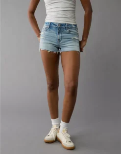 AE Next Level Ripped High-Waisted Denim Short Short Royally Light