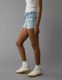 AE Next Level Ripped High-Waisted Denim Short Short Royally Light -American Eagle Fashion 1333 8191 978 os