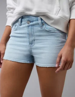 AE Next Level High-Waisted Denim Short Short Iced Light Indigo -American Eagle Fashion 1333 8194 980 os