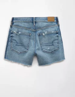 AE Strigid Super High-Waisted Relaxed Denim Short Shadow Patched Blues -American Eagle Fashion 1334 8130 469 b