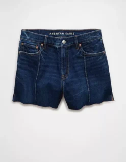 AE Strigid Super High-Waisted Relaxed Denim Short Dark Indigo -American Eagle Fashion 1334 8138 738 f